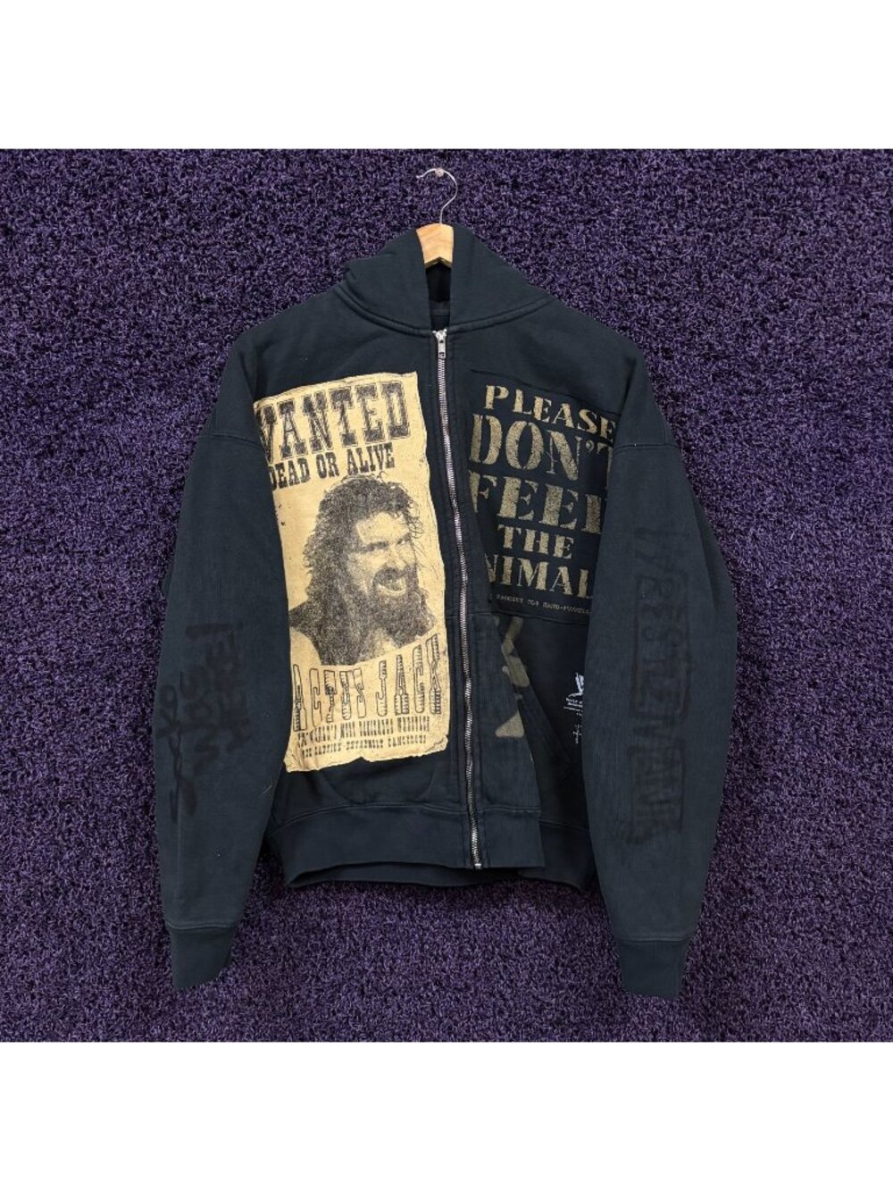 WWE Mick Foley x Cactus Jack Wrestlemania Oversized Zip-Up Hoodie Size Small